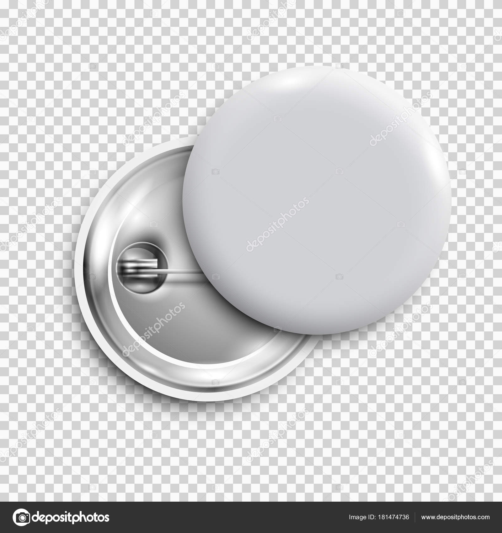 White Blank Badge Button Pin Button Isolated Vector Template